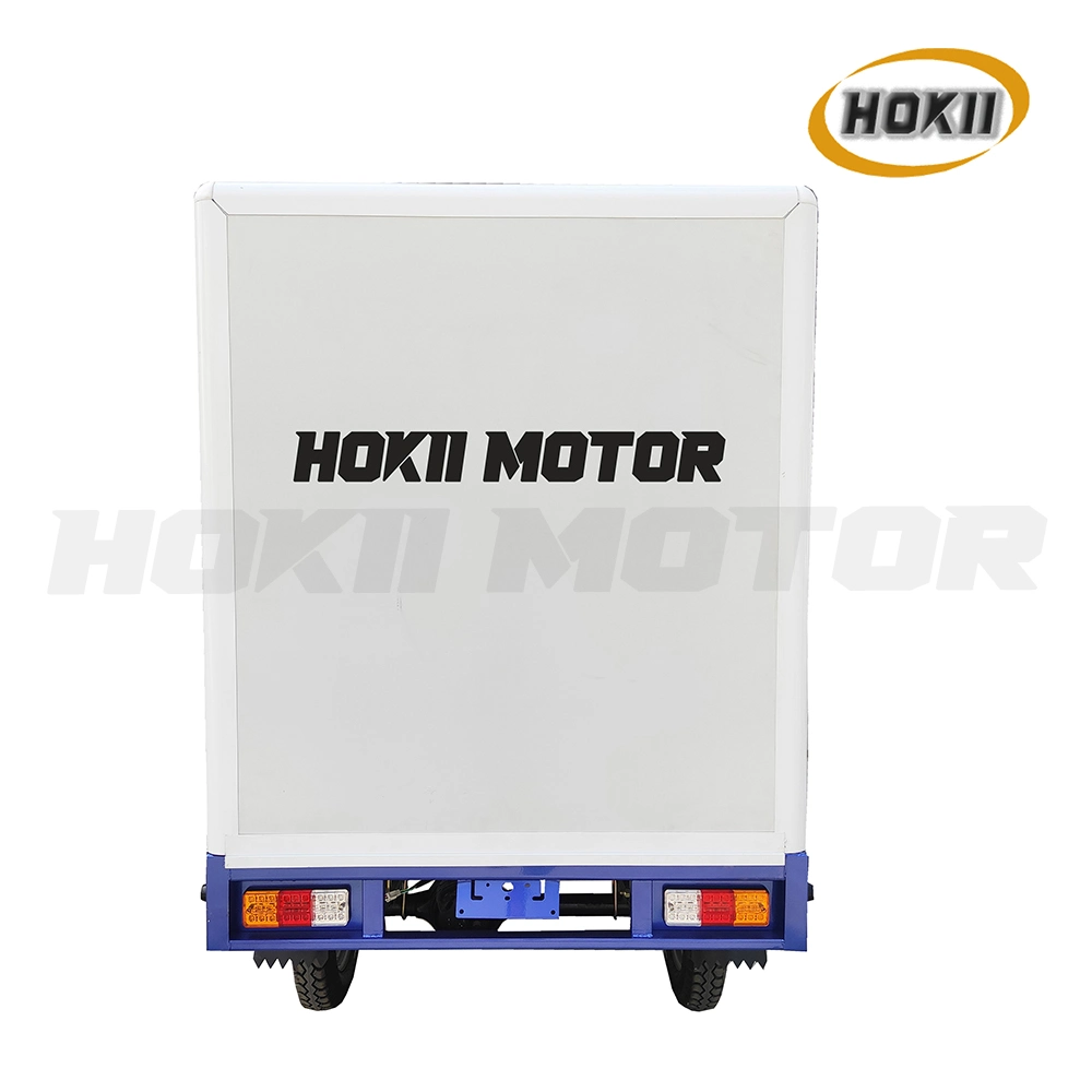 China Good Quality Hokii Motor Manufacturer Popular Model Hot Sale Gasoline Engine Mopeds Disabled Van Tricycle for Cargo Use