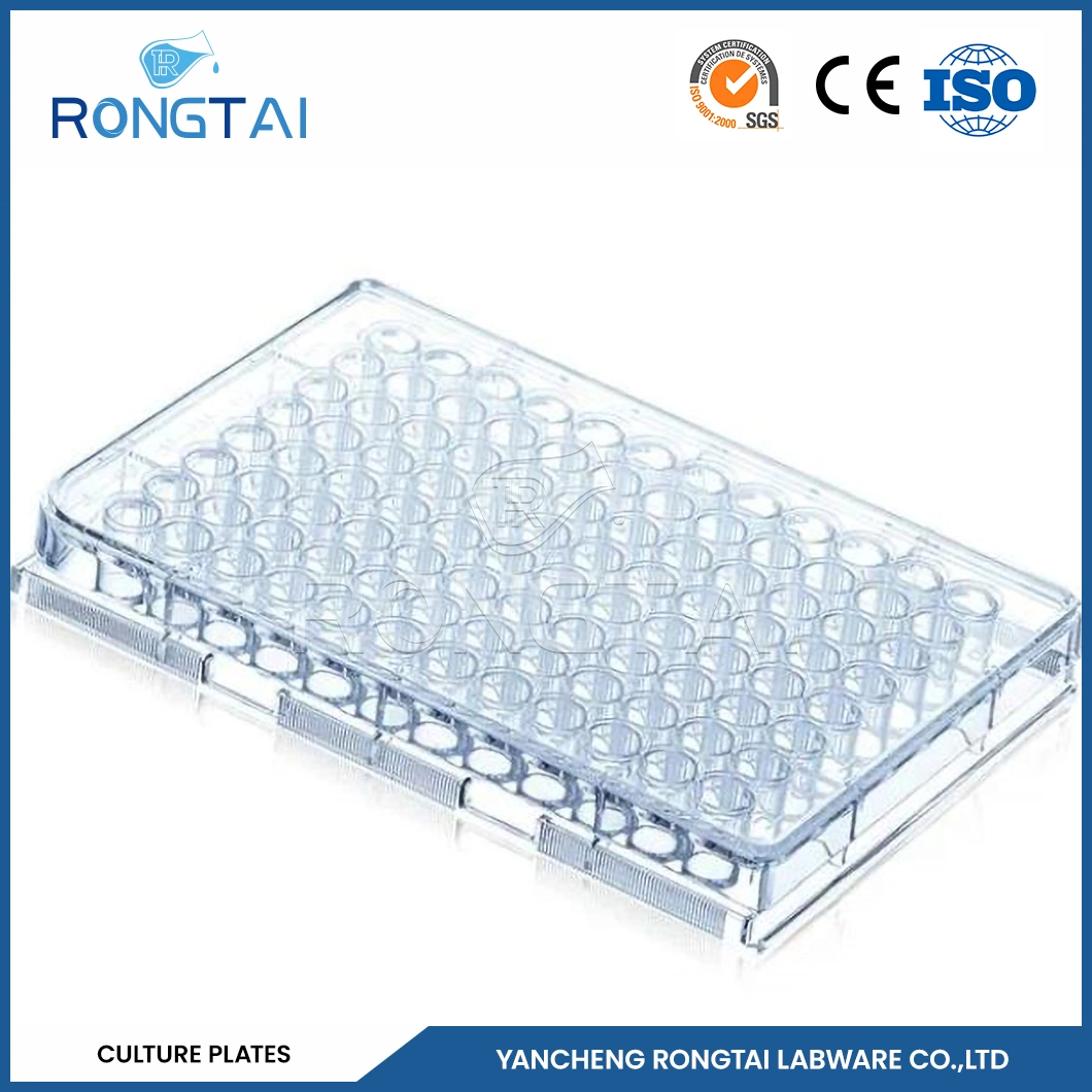 Rongtai 24 Mayorista/Proveedor de plato de cultivo celular de 96 pocillos de fondo plano de la placa de la placa de cultivo celular de China