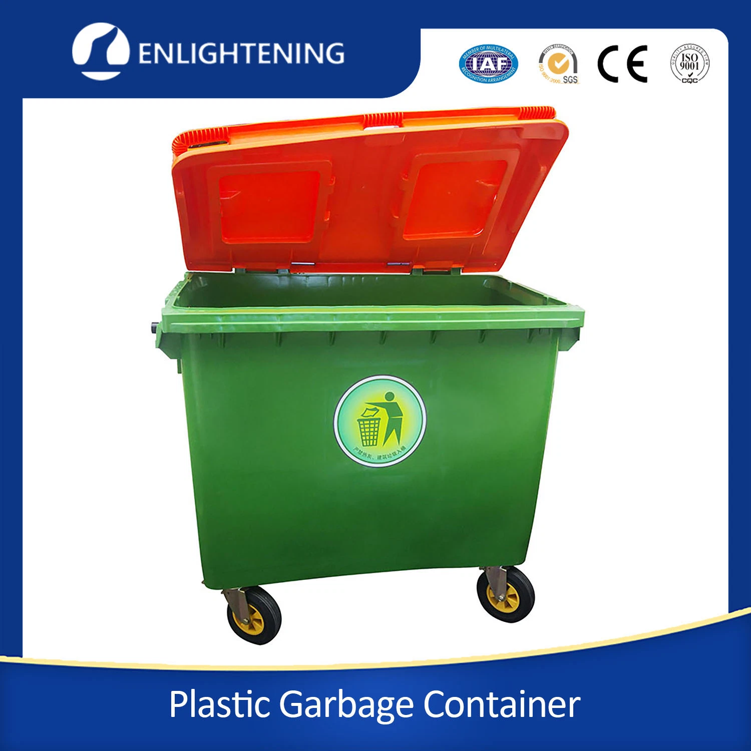 Outdoor Heavy Duty 1100 Liter Plastic Waste Dustbin Trashbin Container Garbage Red Colour Dustbin Recycling Bin Garbage Can Plastic Bin