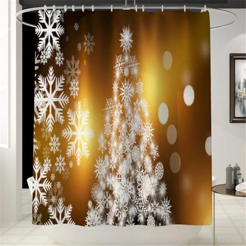 Tree Printed Waterproof Christmas Decoration Bathroom Shower Curtain