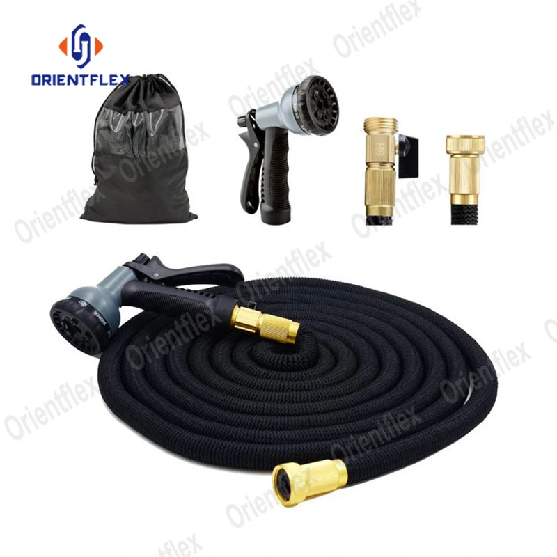 Blue Flexible Retractable Latex Garden Top Brass Expandable Water Hose