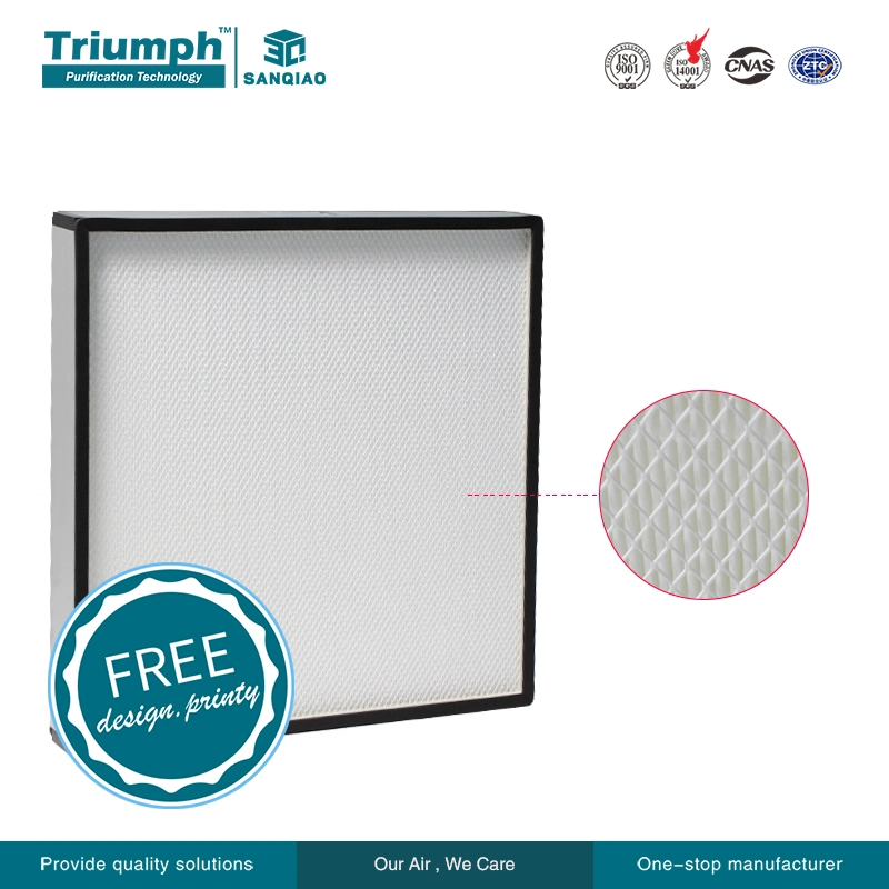 China Supplier 0.3 Micron 99.99% H13 14 HEPA Air Filter 24 X 48 Portable with Aluminum or Galvanized Frame /HEPA Filter for FFU