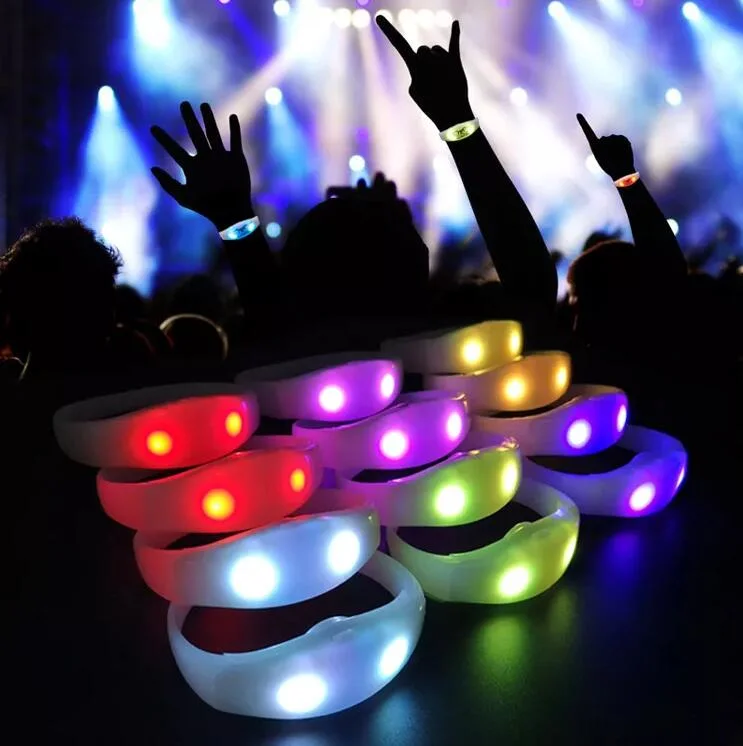 Concert Party Used Sound Activity Silicone LED Bracelet with on/off Button