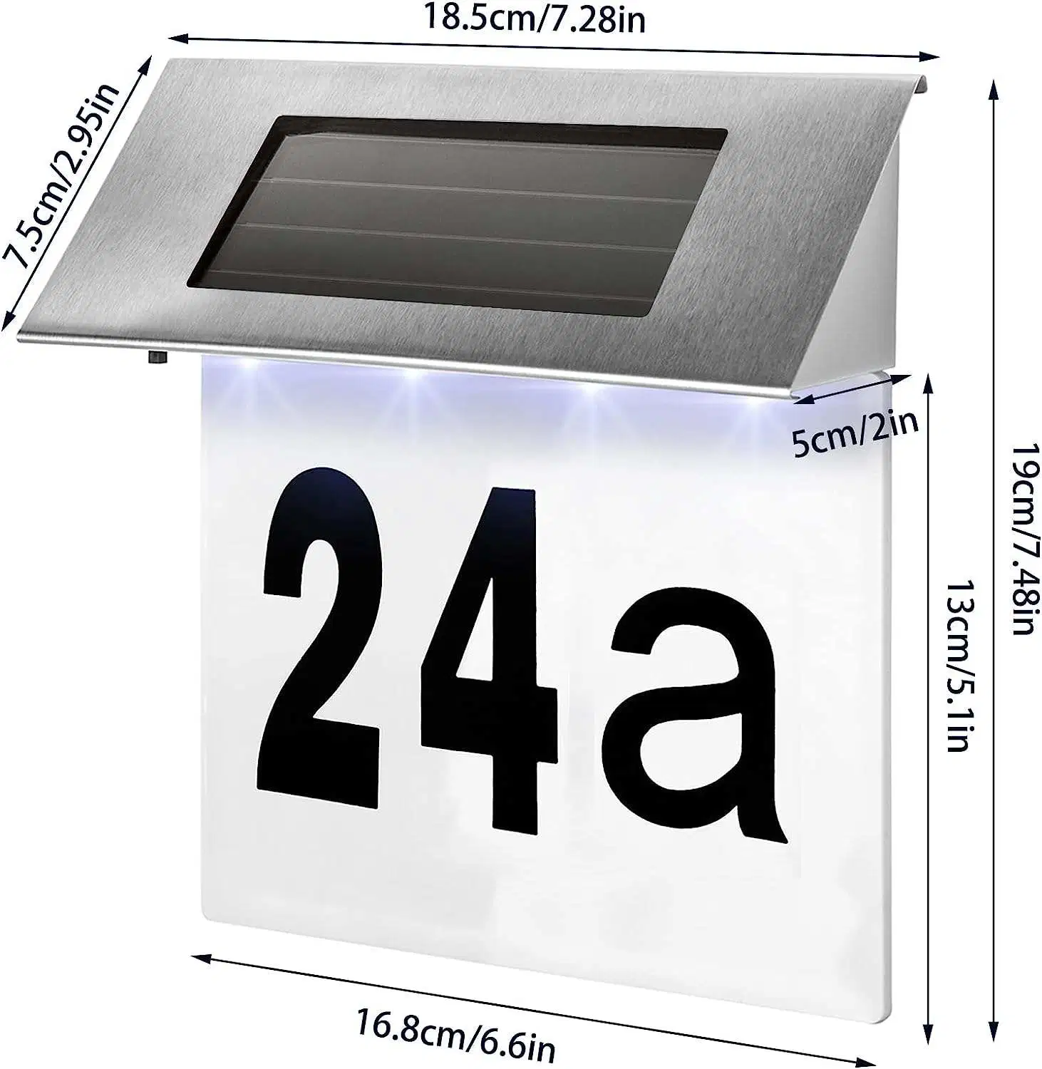 Impermeable al aire libre Dirección electrónica LED Solar signos signo los Números de casa para fuera iluminado LED recargable dirección