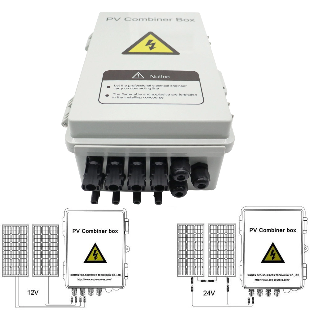 Moreday IP65 4 1 4 cuerdas 15A 1000V de CC de la matriz de Energía Solar Fotovoltaica Solar combinador de CC de plástico con caja de fusibles DC, SPD y MCB