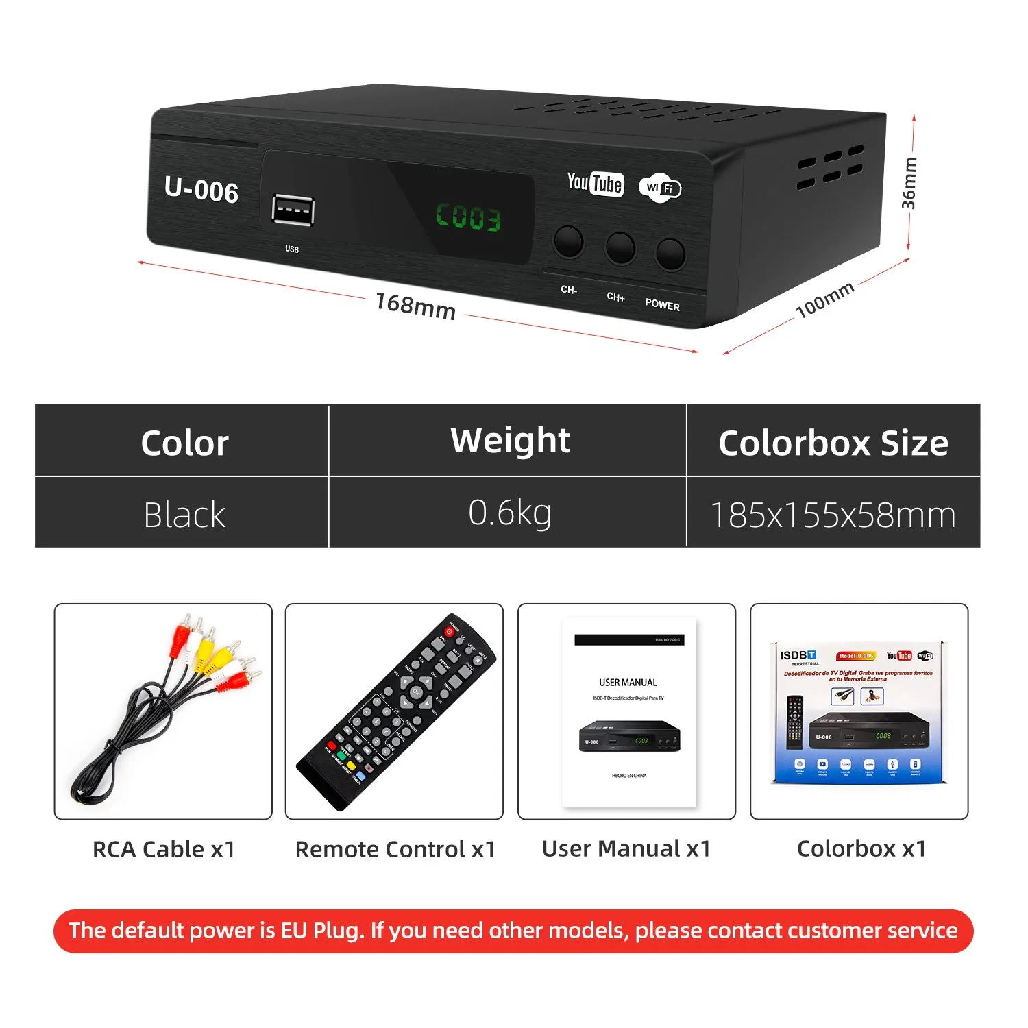 2020 ISDB-T ISDB T Digital TV Receiver Box One SEG mit Fernbedienung für Brasilien Peru