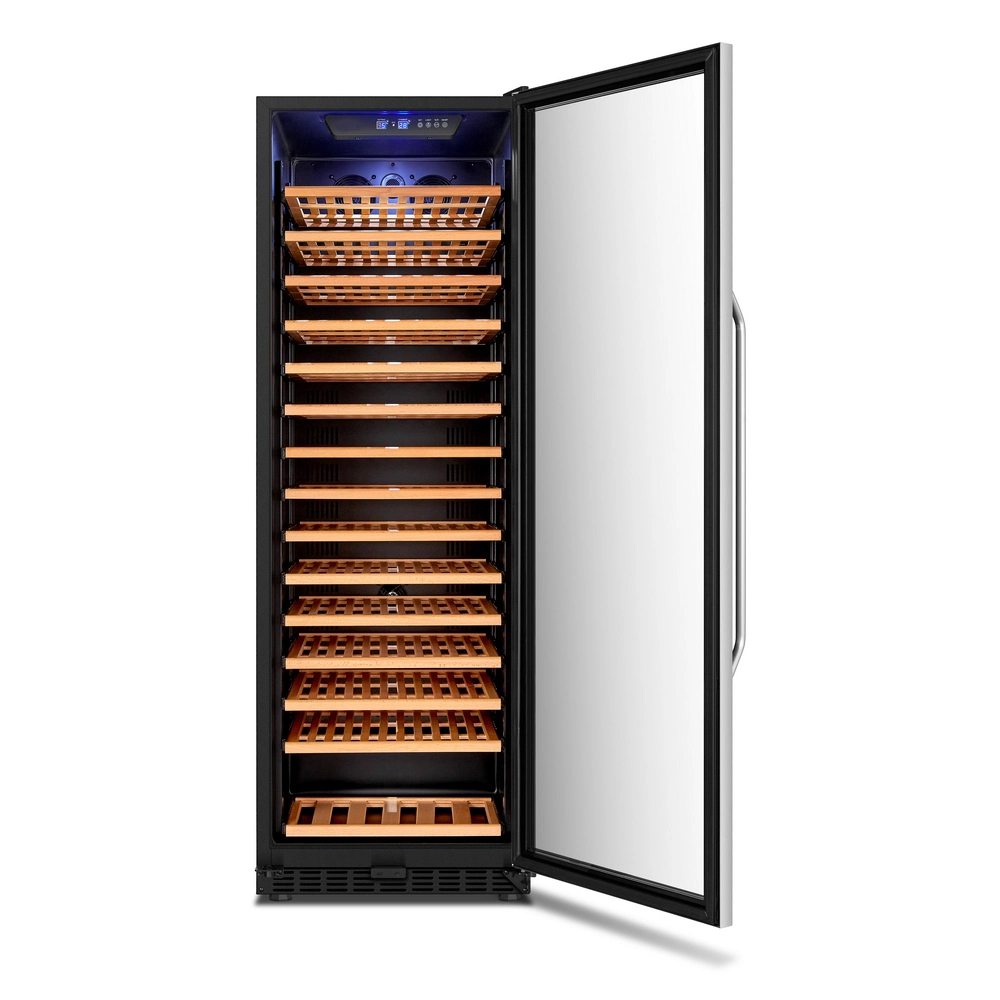 Brand New Free Standing Black Display Single Zone Wine Cooler