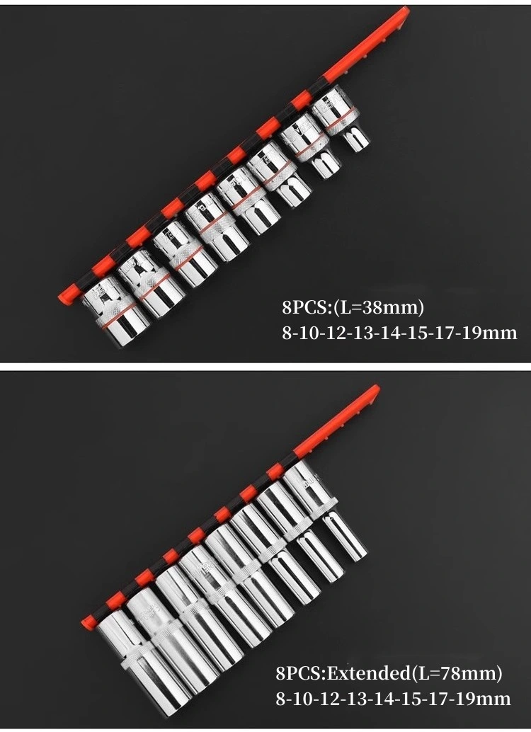 Ensemble de clé à douille de type rack à nervure en plastique