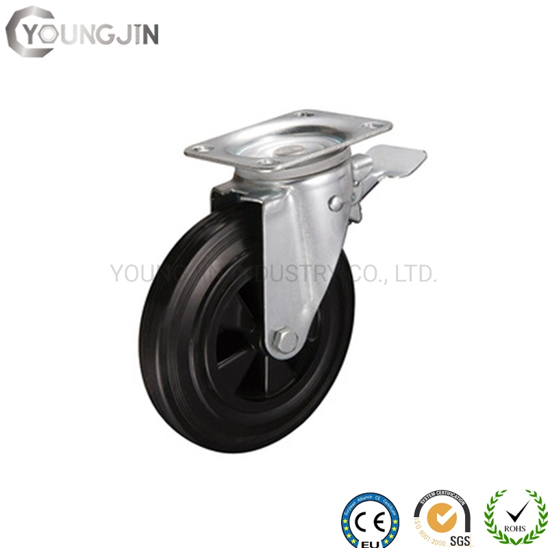 Rubber Waste Bin Carter Wheel Swivel Top Plate Castor