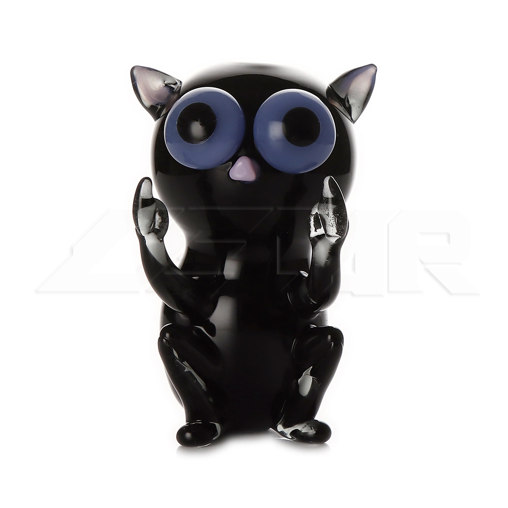 New Design 3.5 Inches High Black Cat Glass Hand Pipe Chillums Hookah Glass Smoking Water Pipe