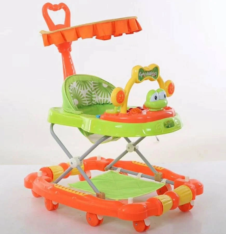 Folding Baby Walker for Kids Learn to Walk/Plastic Baby Cartoon Toy with Music and Mult Wheel