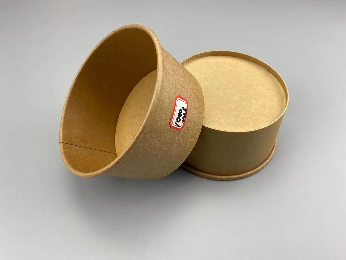 Disposable Takeaway Kraft Paper Noodle Bowl Hot Soup Cup with Paper Flat Lid