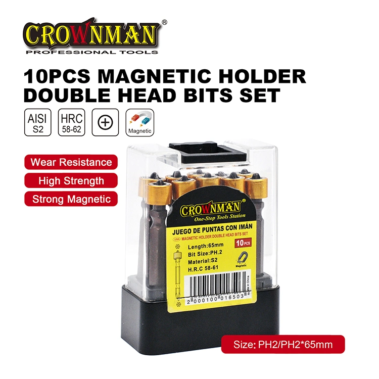 Crownman 10PCS S2 Magnetic Holder Double Head Bits Set for Repair