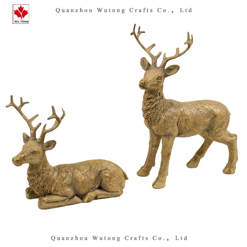 OEM Factory Resin Deer Statues Christmas Home Decoration