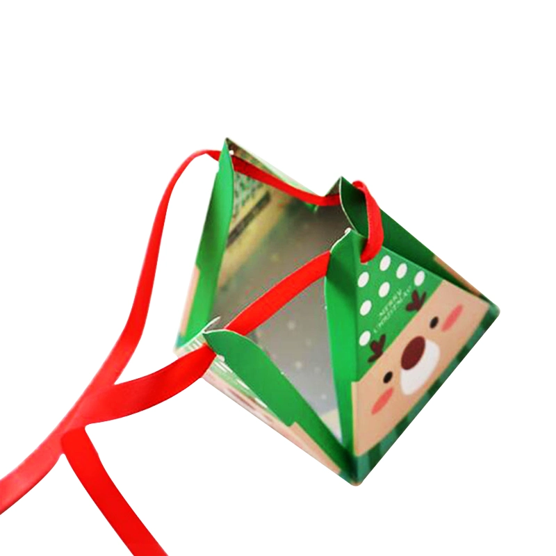 Benutzerdefinierte Weihnachten Süßigkeiten Box Faltbare Dreieck Kinder Spielzeug Geschenkbox Mit Weihnachtsbaum Muster