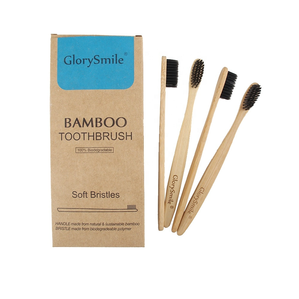 Glorysmile Wood Handle Charcoal Toothbrush Accept Custom Logo 10000 Bristles Bamboo Toothbrush