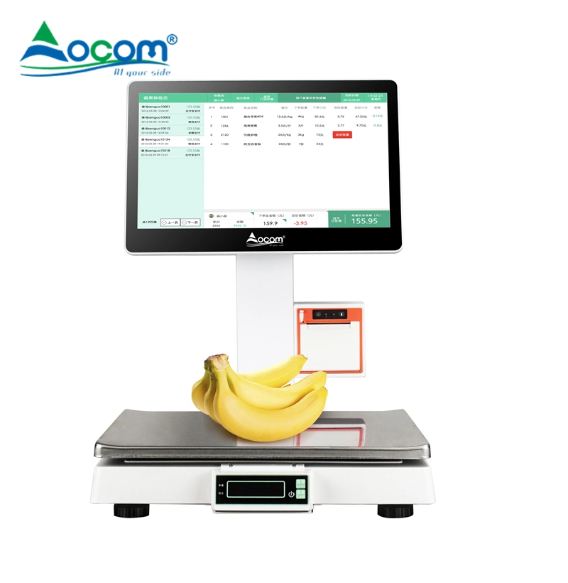 Tornillería de acero inoxidable con pantalla táctil de precios de los vientos POS Básculas Máquina Digital 30kg una báscula electrónica para la tienda de frutas