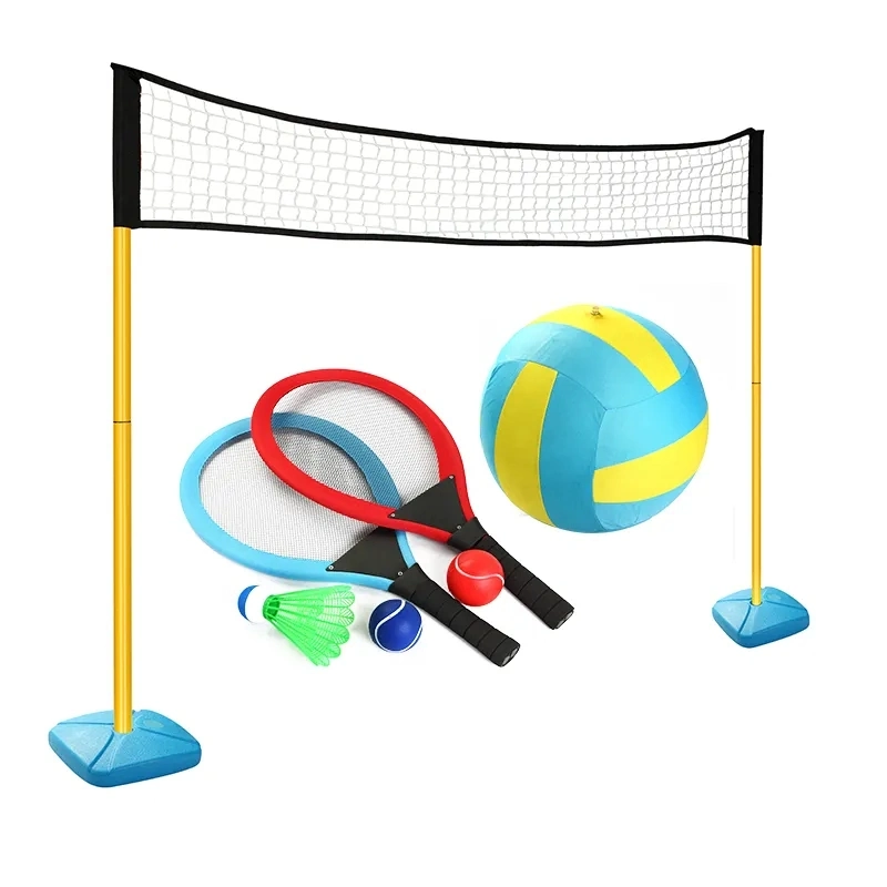 Hot Sale 3 in 1mini Portable Beach Tennis Set Kids Sports Game with Badminton Volleyball for Children