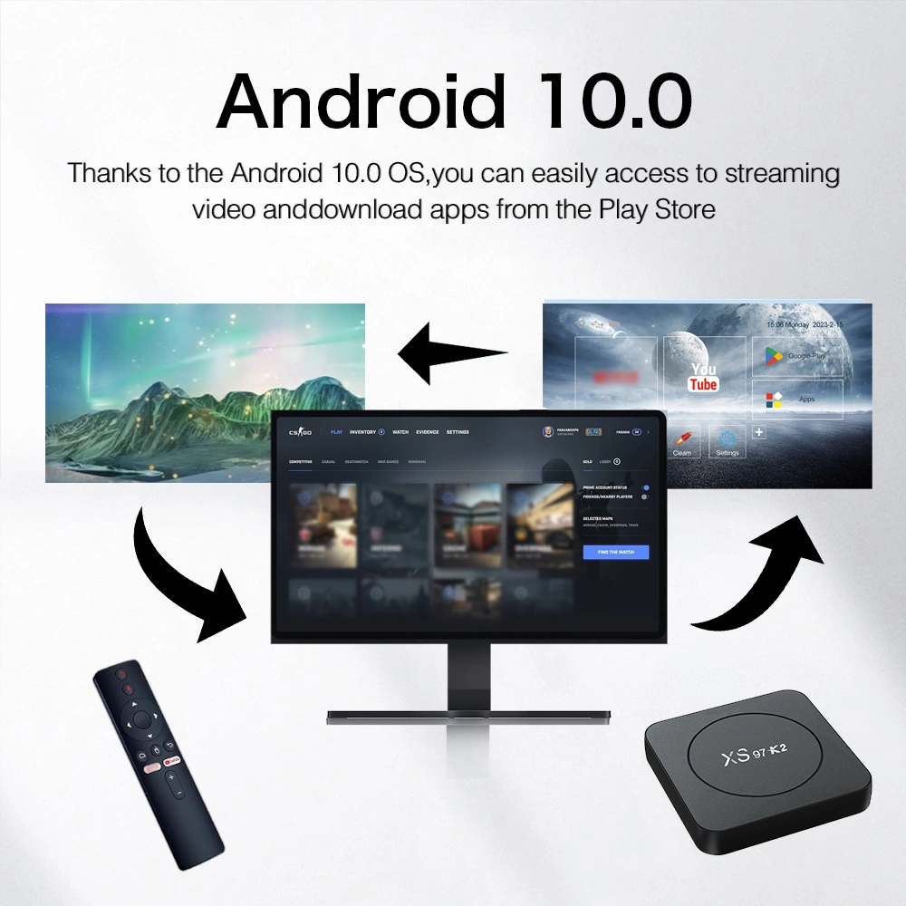 Kostenlos anpassen Xs97 K2 Allwinenr H313 Android 10 2GB RAM 8G ROM 4K HD Smart IPTV Box