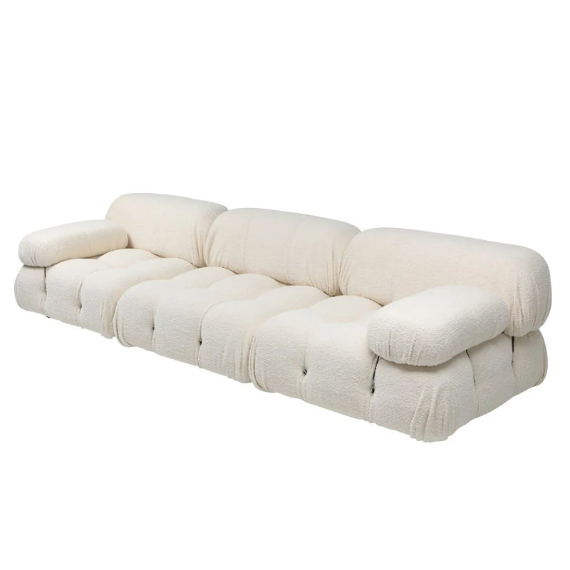 Cream Fabric Beige Sofa Couch Modern Living Room Furniture Two Seater with Metal Legs Backrest New Design
