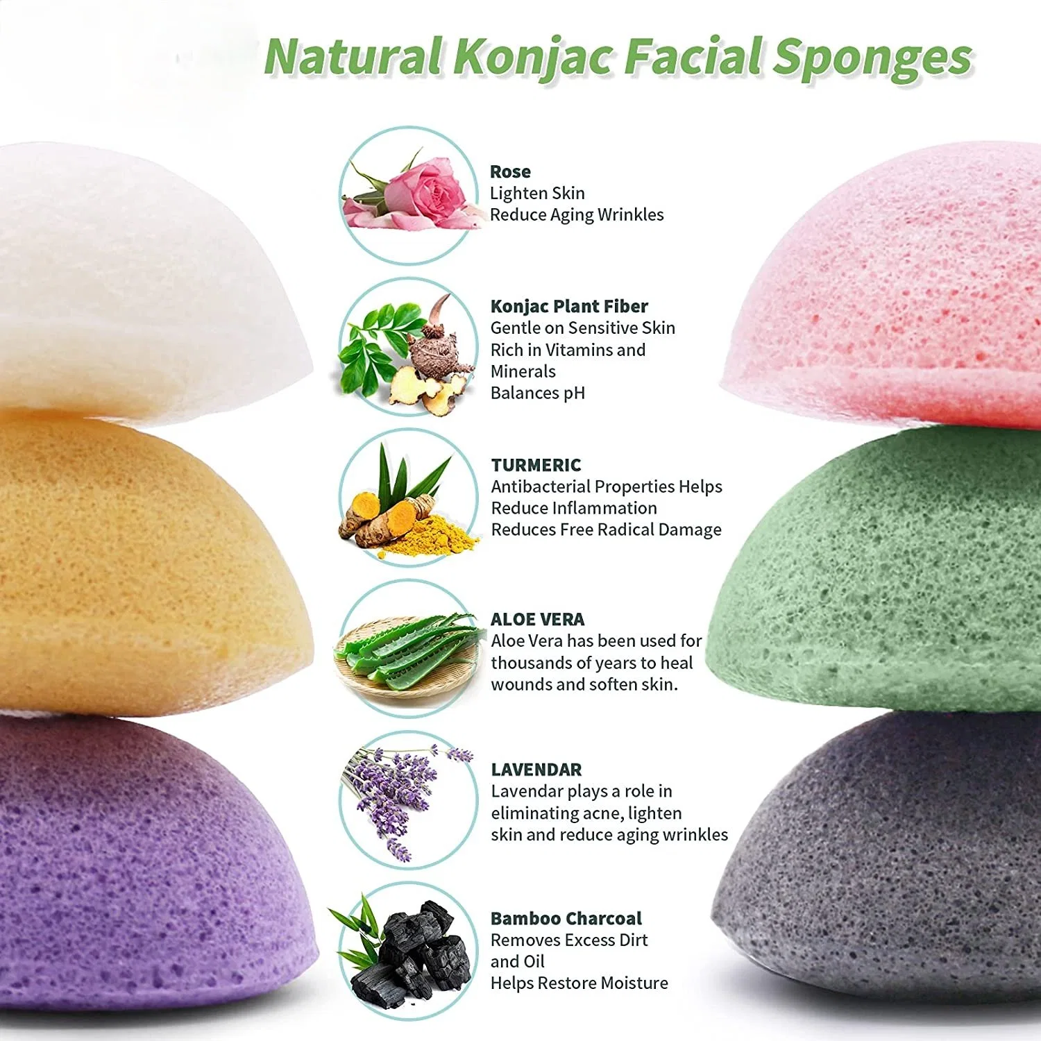 Bath Sponge Konjac Facial Sponges for All Skin Types Soft and Gentle Face Body Exfoliation and Deep Cleansing Organic Natural