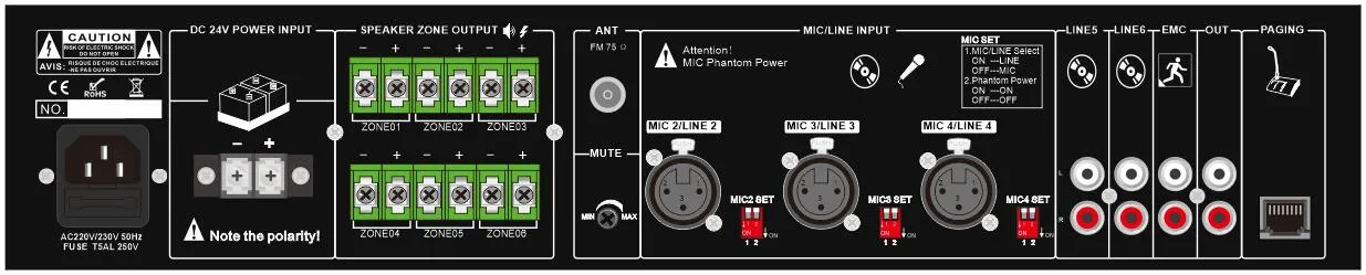 60W акустическая система с Bluetooth-PA микширующий усилитель усилитель мощности