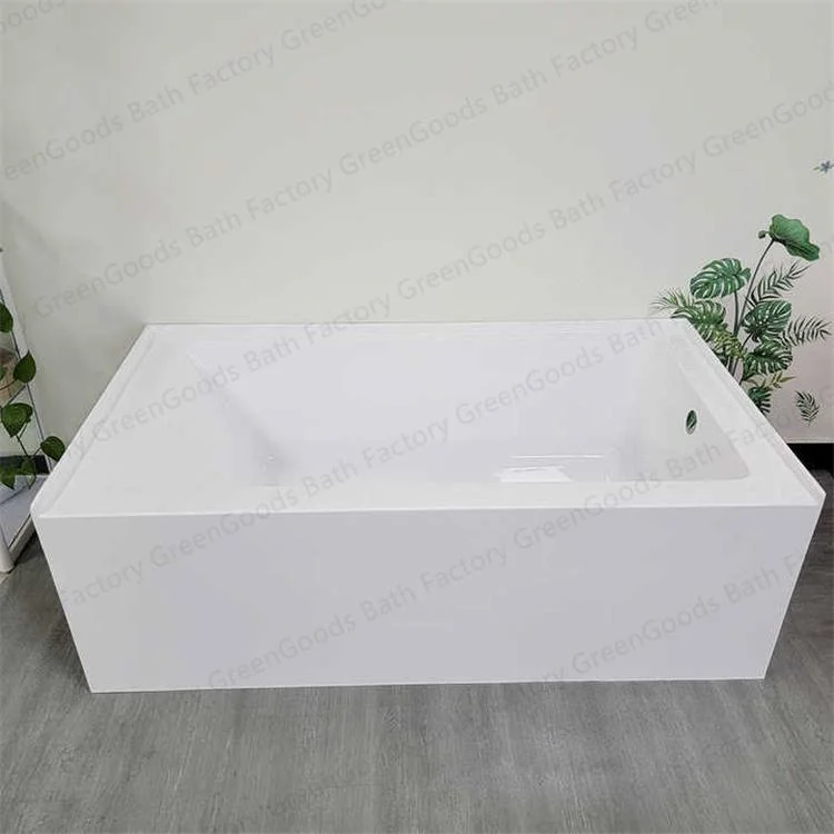 CE Factory Bathroom Used Shower Combo China Single White Acrylic Rectangle Hot Deep Soaking Dropin Bathtub in Floor