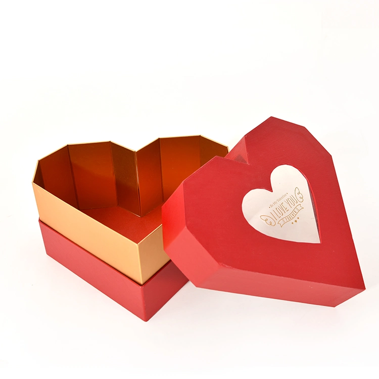 Boîte de chocolats en forme de cœur en papier avec logo imprimé sur mesure pour l'emballage de cadeau de la Saint-Valentin.