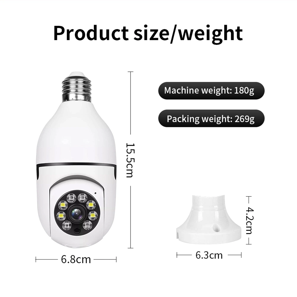 Ampoule de lampe intelligente pour maison connectée avec caméra WiFi 2MP à 360 degrés, caméra de sécurité sans fil infrarouge VR CCTV.