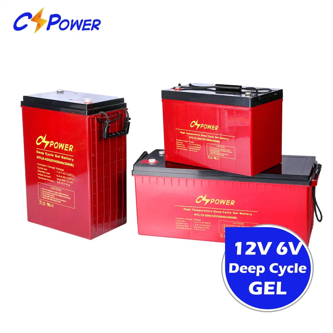 Cspower 6V/12V/24V/48V 100ah/150ah/200ah/300ah/225ah/420ah Meilleure batterie solaire pour l'énergie solaire/UPS/Éclairage/Machine de nettoyage/Voiture de golf/Pack/Véhicule/Télécom