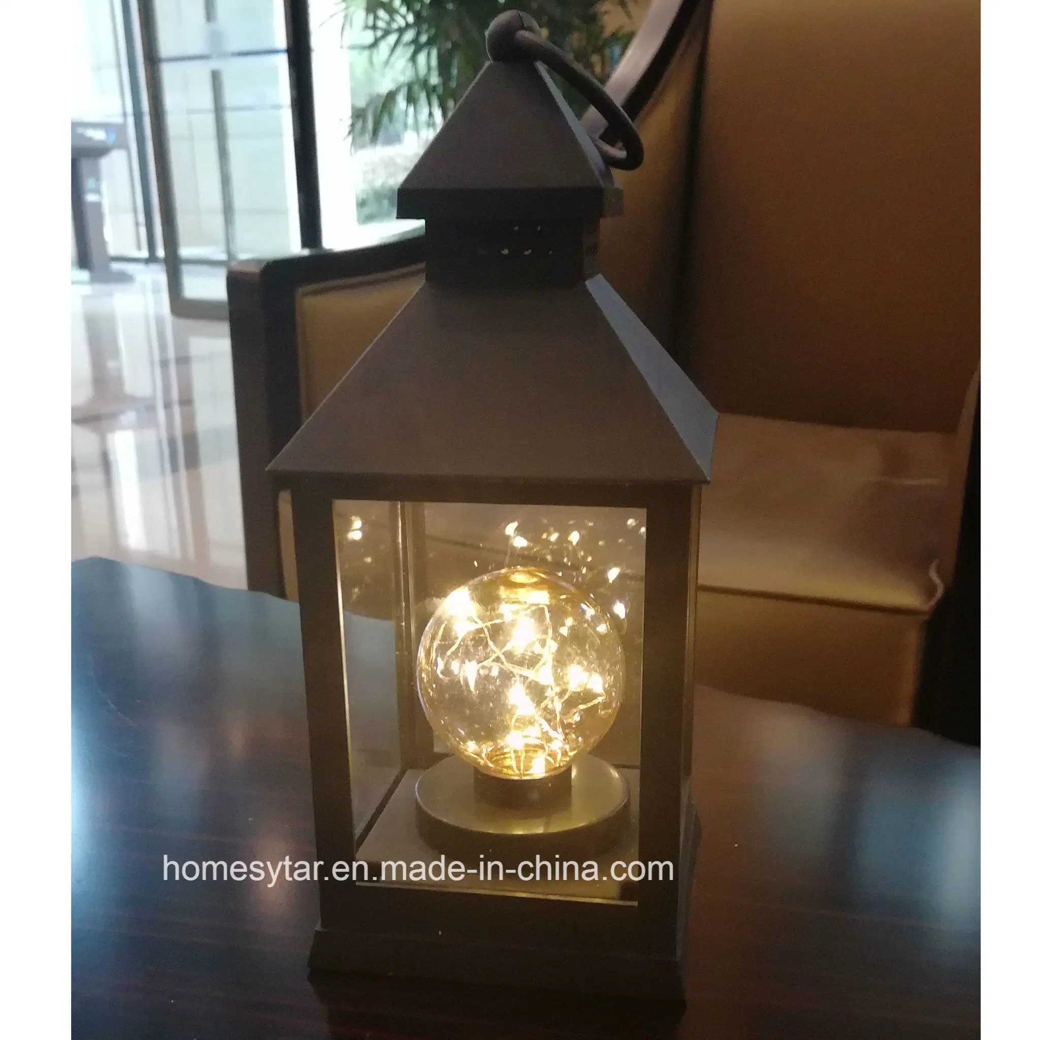 LED Lantern with Round Candle Lamp for Home Decoration and Garden Ornaments
