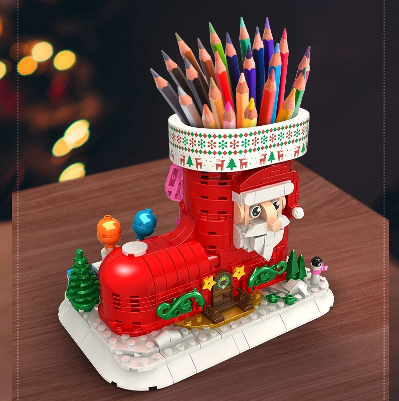 Woma Spielzeug Amazon Heißesten Verkauf Kinder Erwachsenen Dekompression Pen Halter Stift-Rack Stift-Box Kleiner Baustein Brick Weihnachtsgeschenk DIY