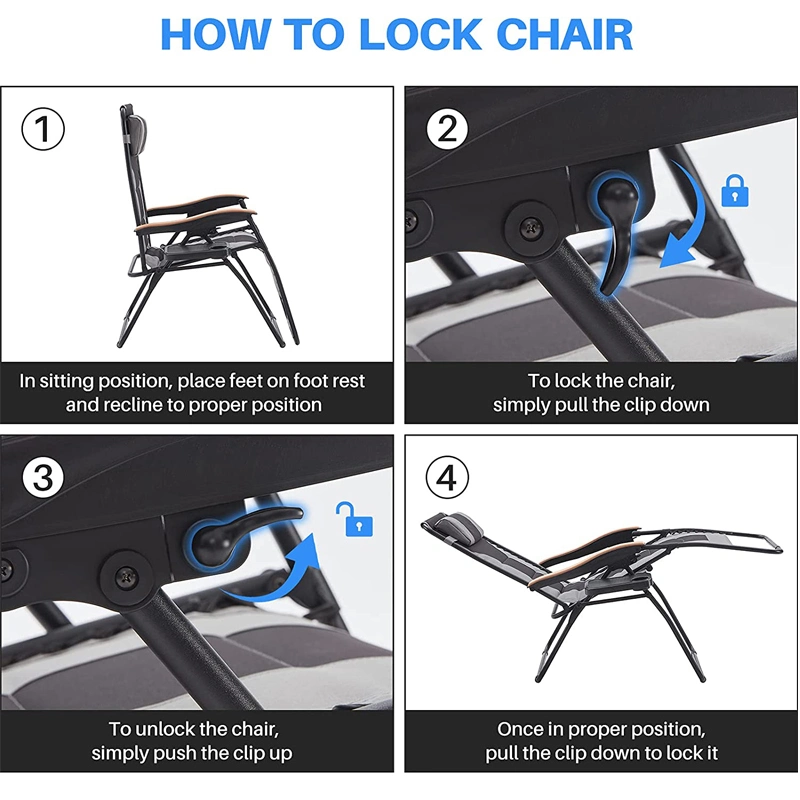 Folding Lounge Rocking Lightweight Reclining Sleeping Outdoor Cup Holder Padded Zero Gravity Chair