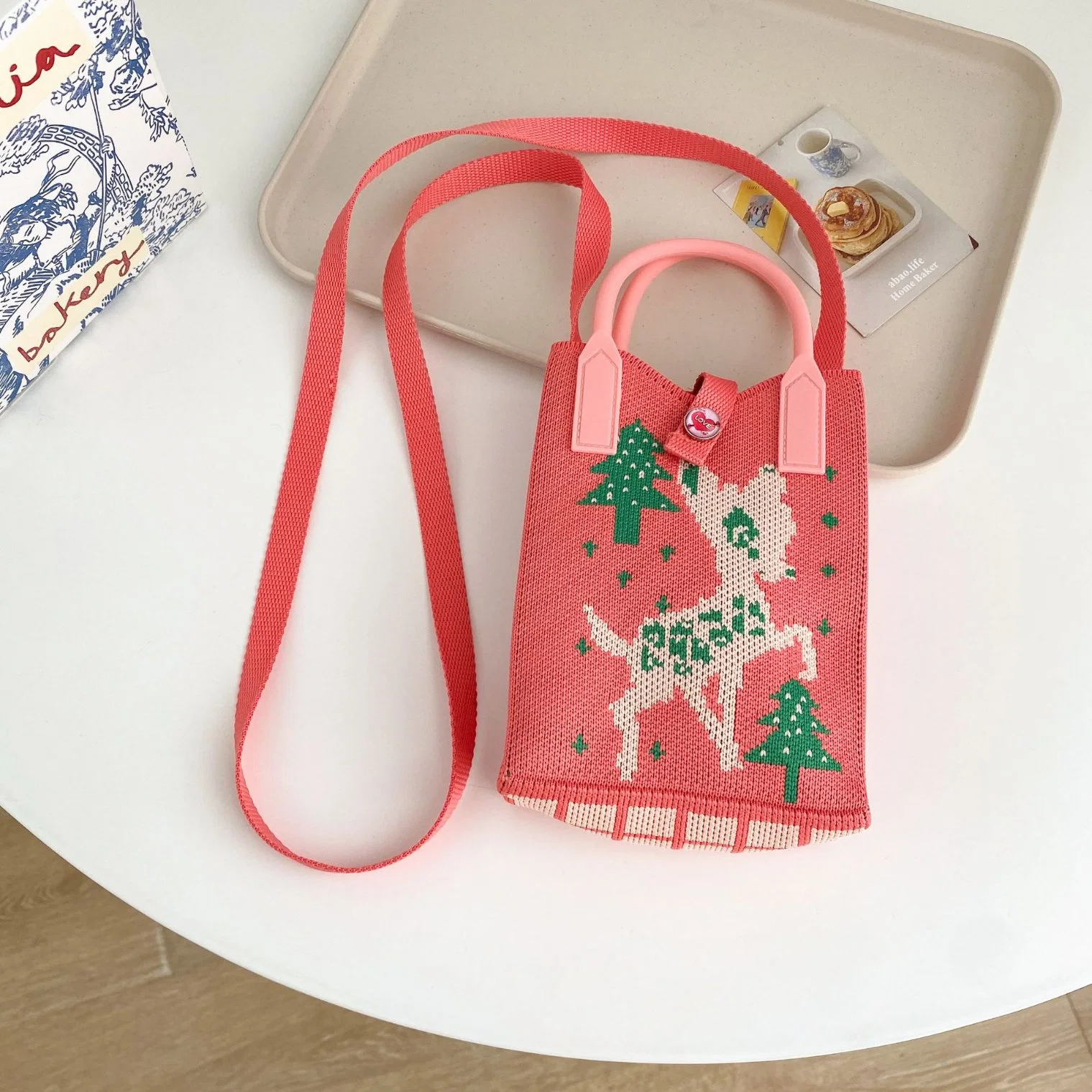 Knit Single Shoulder Bag Travel Shopping Bag Wallet Handbag for Girl