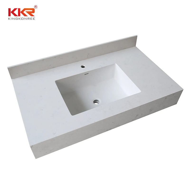 Carrara Cuarto de baño con velo Blanco Countertop superficie sólida Vanity Top