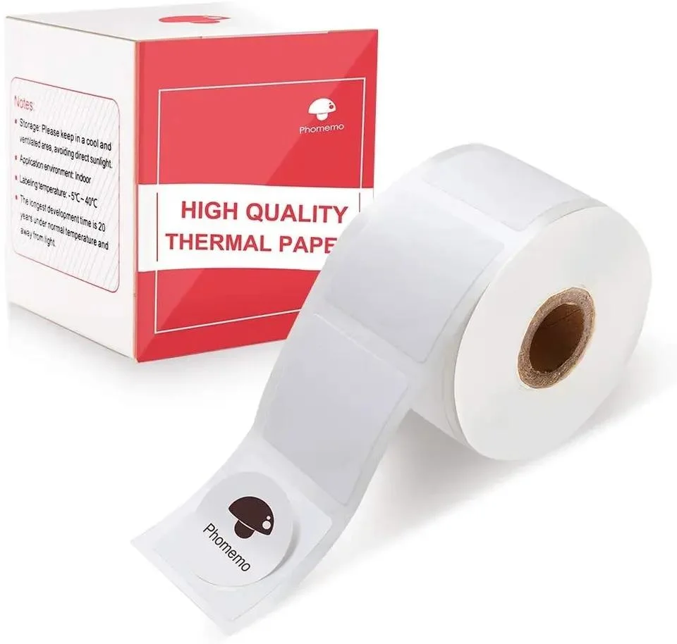 Phomemo Runde Sticker Barcode-Drucker Thermal Roll Etiketten Klebstoff Direkt Thermoetikett-Papier