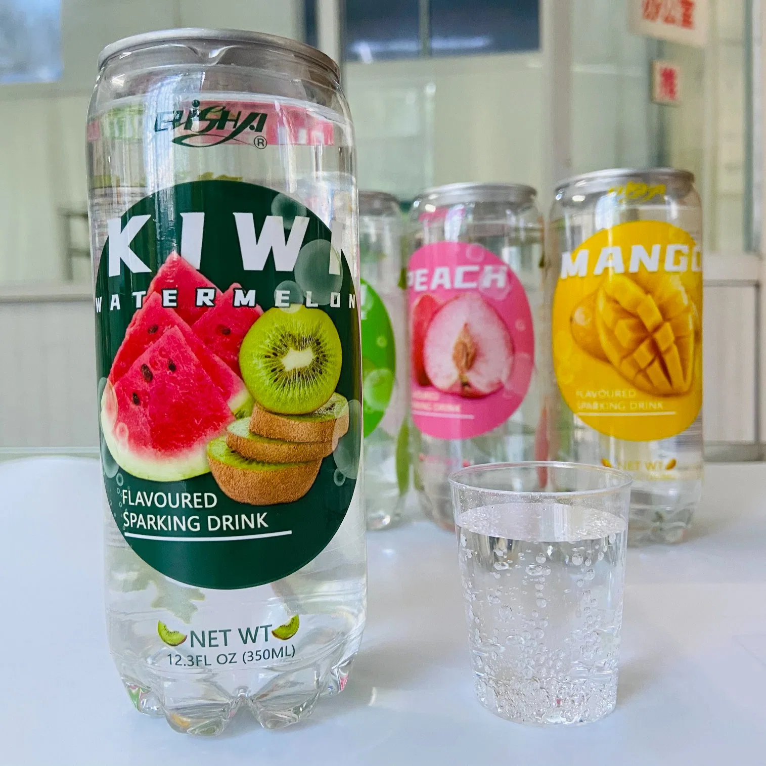 350ml Pet Can Kiwi+Melon Flavor Low Sugar Drink/ Soda Water