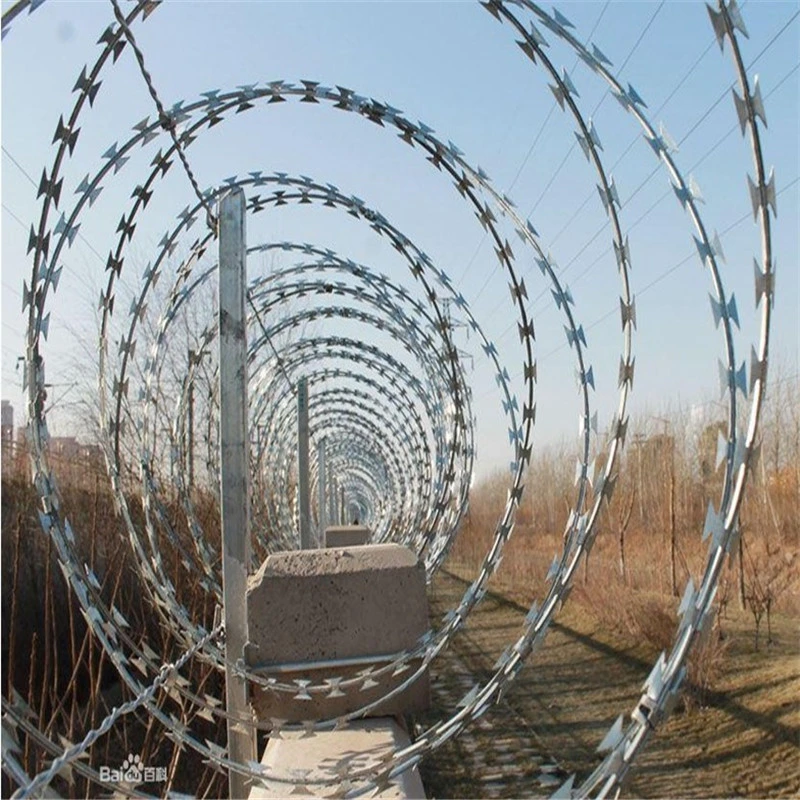 Yaqi Welded Galvanized Stainless Steel Safety Concertina Flat Razor Barbed Wire