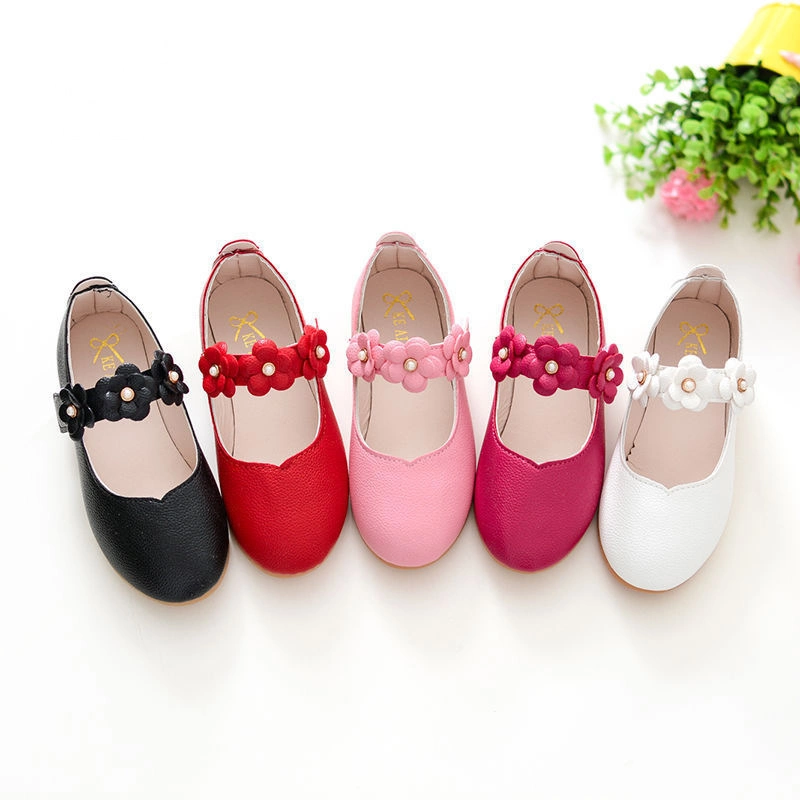 Princess Bow Single Shoes Flat Black Children's Casual Shoes