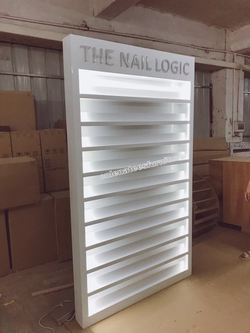 Nr001 Us Luxurious Customized White Nail Polish Display Nail Polish and Powder Racks