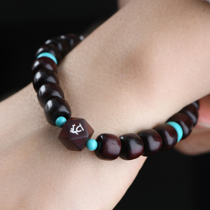 Small Leaf Rosewood Old Pearl Wood Inlaid Zodiac Life Bracelet Jewelry