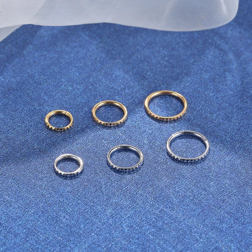 Pyramid Nose Septum Ring-316L Surgical Steel Hinged Segment Clicker Body Piercing Jewelry