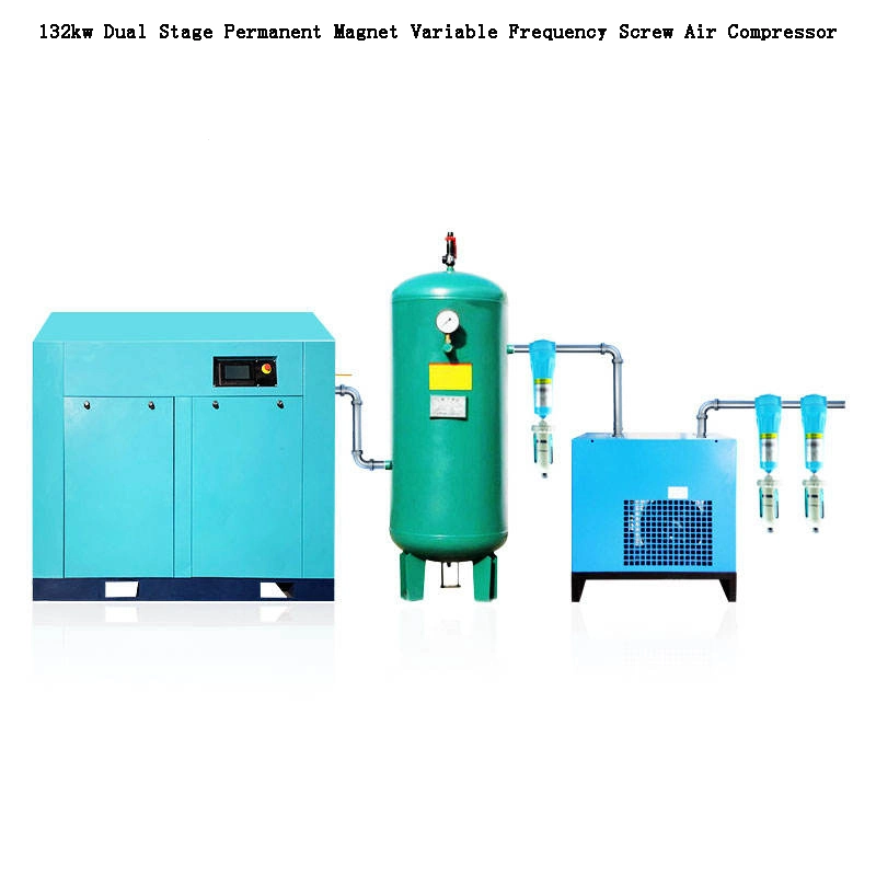 Промышленный воздушный компрессор 132 кВт, двухступенчатый, с постоянным магнитом, с регулируемой частотой Винтовая пневматическая компрессорная машина Цена по доступной цене Compressor De Aire