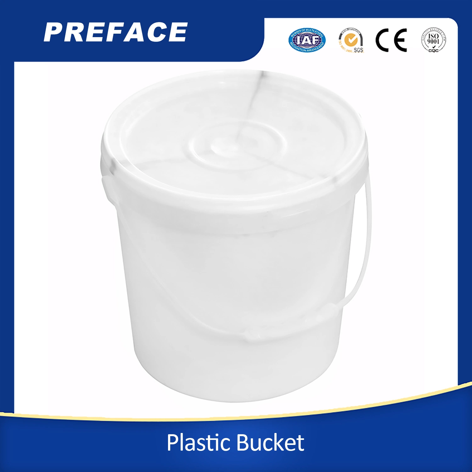 Support Free Sample Food Grade PP 5L 10L 15L 20L 5 Gallon Plastic Bucket with Lid and Handle.