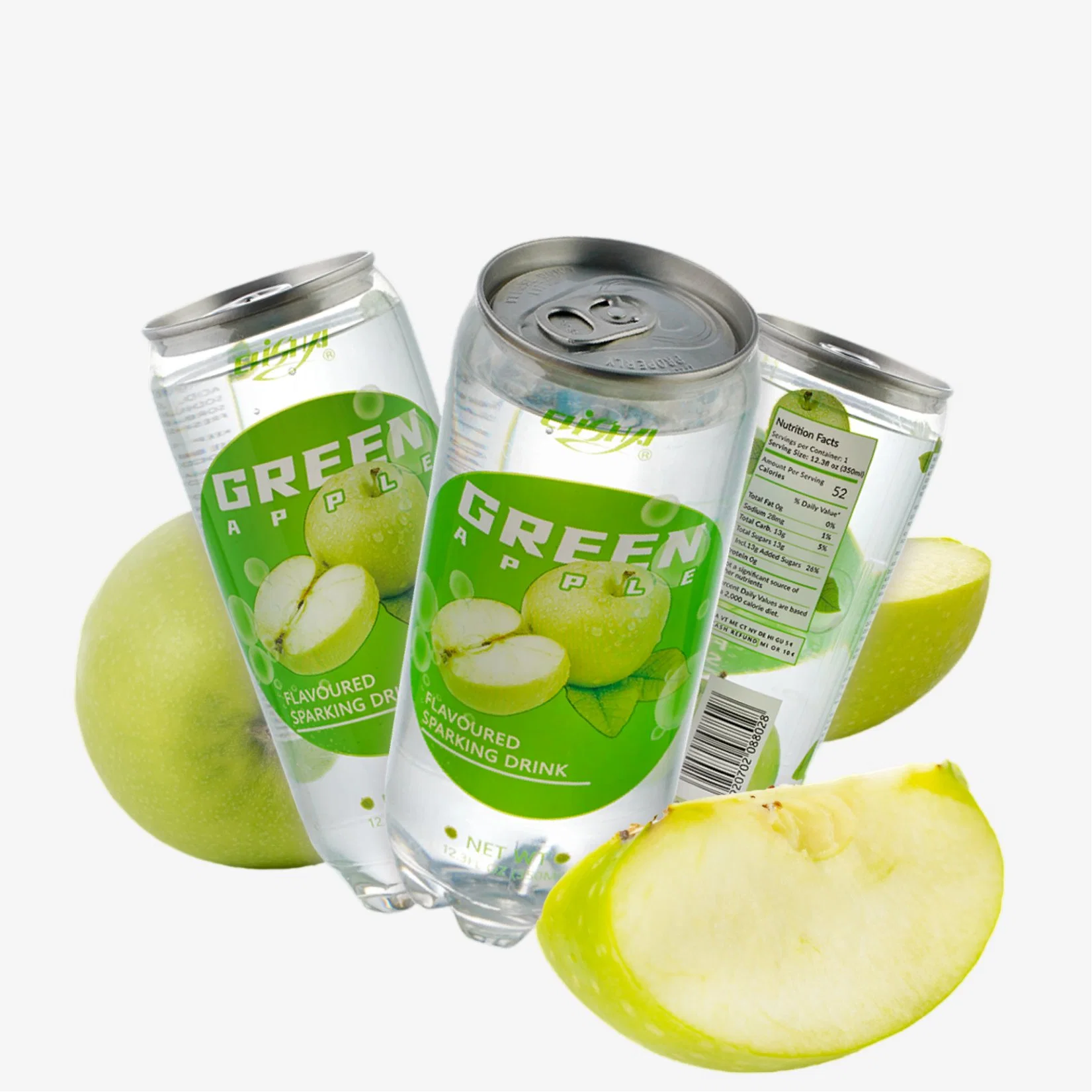 350ml lata de agua carbonatada con sabor a manzana verde - Personalizar etiqueta