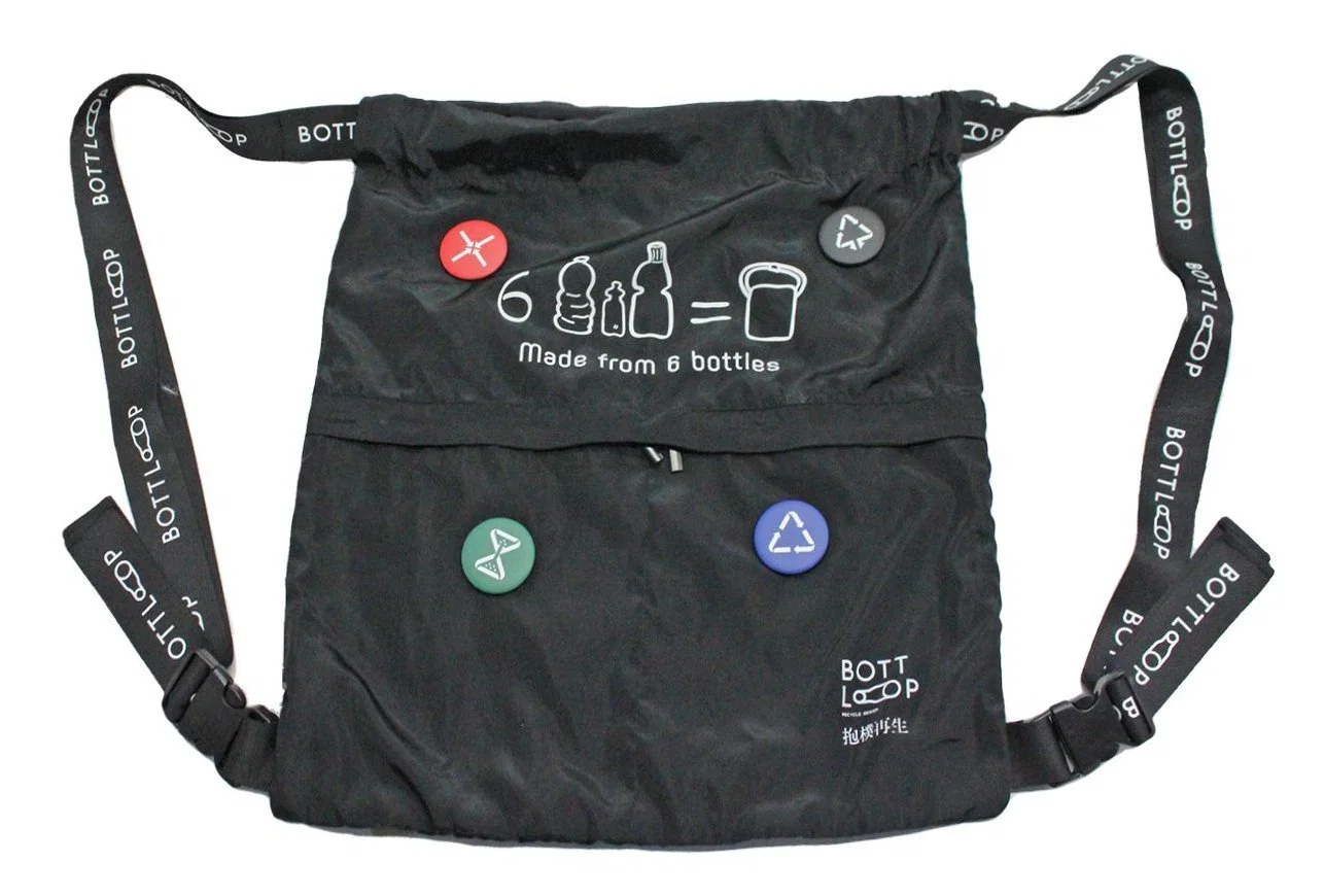 Dama Moda 100% reciclar material ambiental promocionales Cordón Mochila Bolsa de compras personalizado