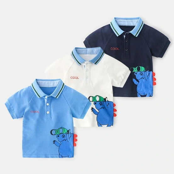 Summer Kid Boy Cotton Turn-Down Collar Polo Shirts