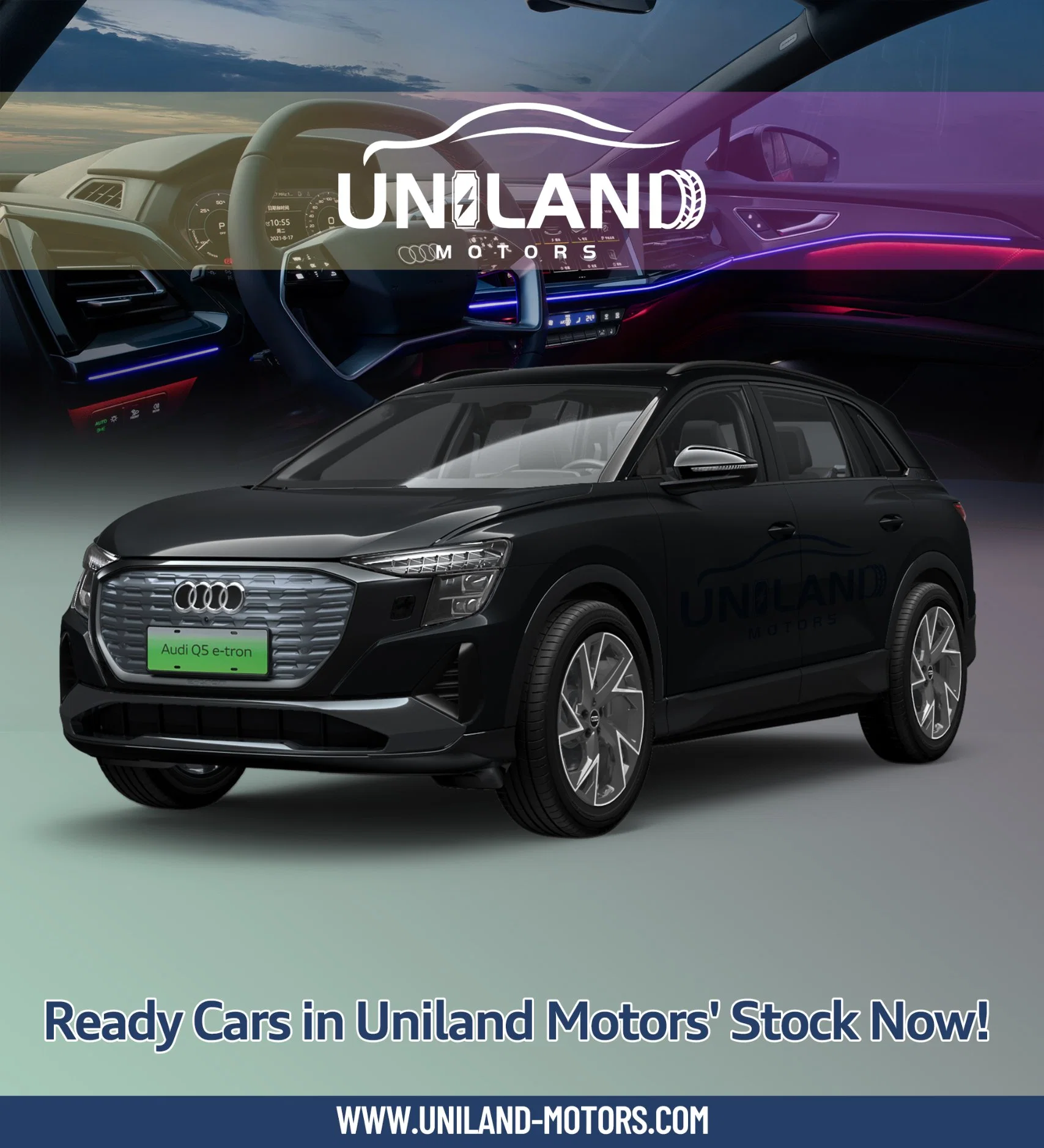 Uniland Used EV 100% New Energy 4WD 2022 Audi Q5 E-Tron 50 Electric Car Vehicels Audi 2WD 40 Etron Vehicle Motors Cars