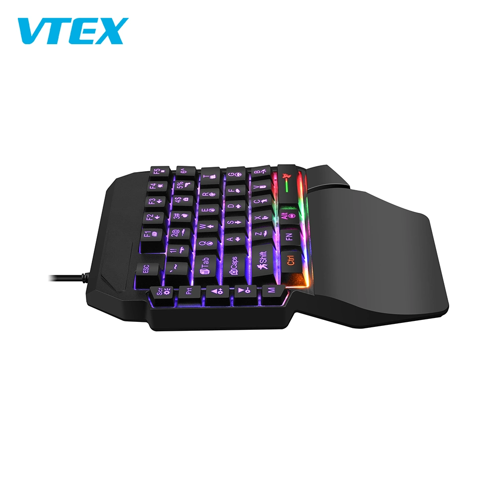 Multimédia rétroéclairé par LED RVB de Rainbow Mini USB Clavier mécanique filaire avec 40 touches clavier de jeu One-Handed