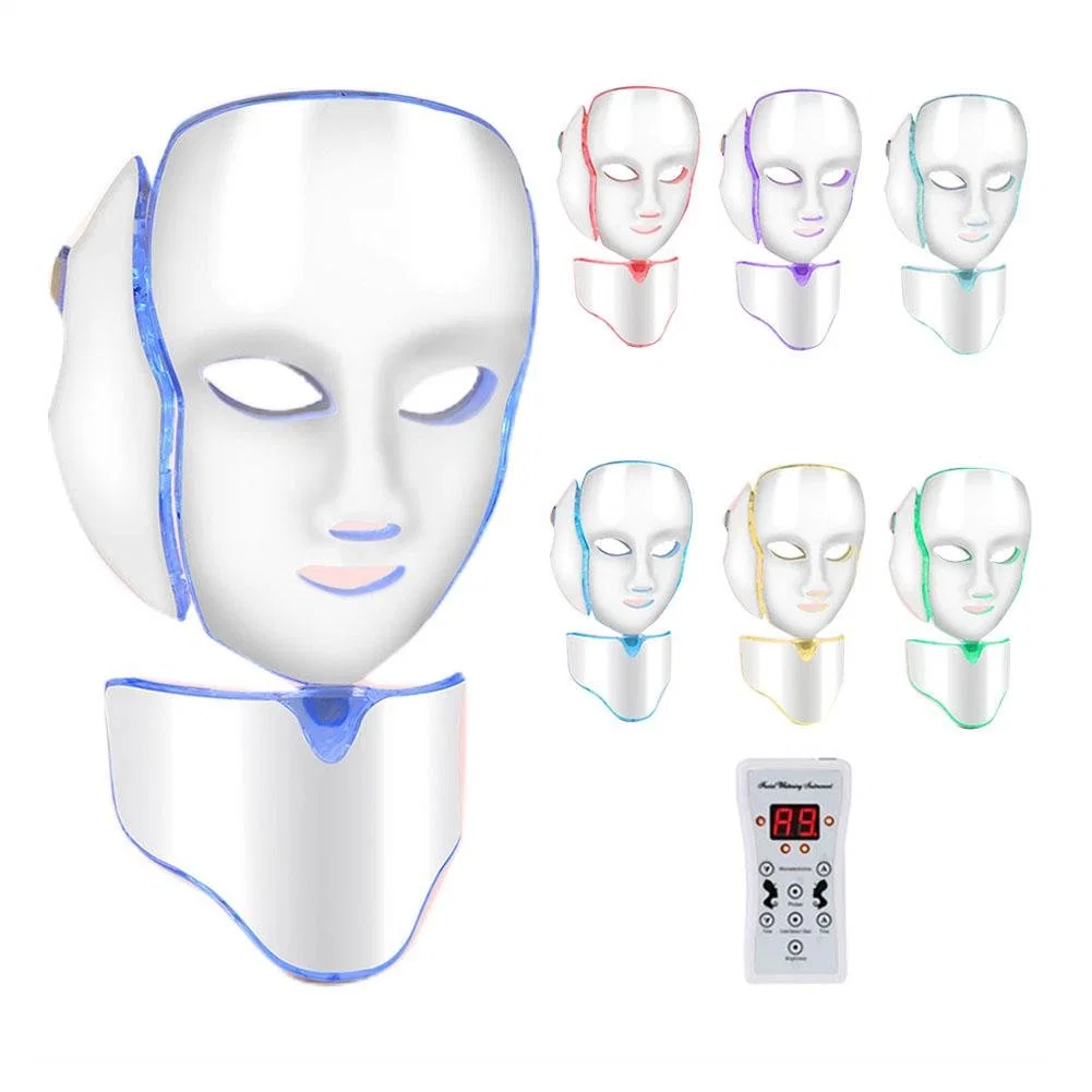 Máscara LED de terapia de luz de 7 colores para el cuidado facial en SPA, equipo de belleza familiar eléctrico PDT facial ecológico totalmente personalizable